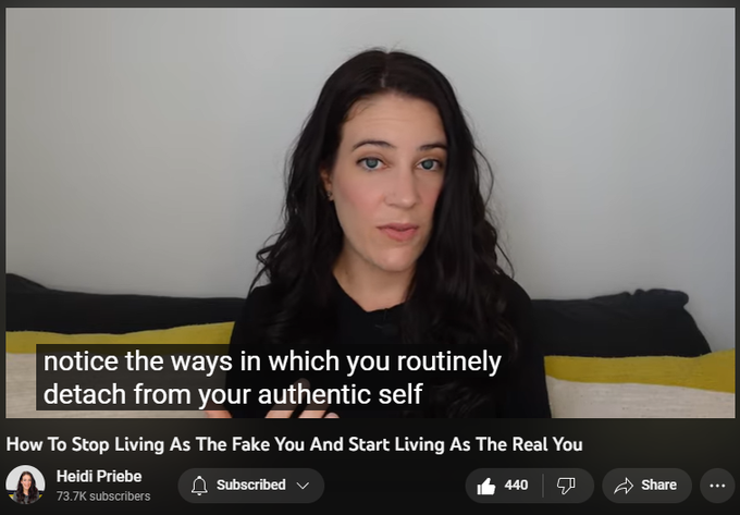 How To Stop Living As The Fake You And Start Living As The Real You
https://www.youtube.com/watch?v=D5Zxdt_SkwE