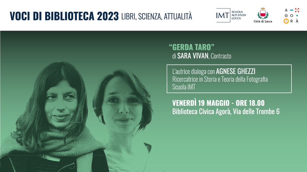 Scuola IMT Alti Studi Lucca (@imtlucca) on Twitter photo Lei è la "ragazza con la Leica" e molto di più. Vi aspettiamo domani alle 18 alla Biblioteca Civica Agorà per scoprire la #fotoreporter #GerdaTaro con la #graphicnovel di Sara Vivan, assieme ad Agnese Ghezzi <a href="/eseagnese/">Agnese Ghezzi</a>. Per #vocidibilioteca #ScuolaIMT <a href="/Contrastobooks/">Contrasto</a> <a href="/lynxlucca/">Research Unit LYNX - IMT School</a> Lei è la "ragazza con la Leica" e molto di più. Vi aspettiamo domani alle 18 alla Biblioteca Civica Agorà per scoprire la #fotoreporter #GerdaTaro con la #graphicnovel di Sara Vivan, assieme ad Agnese Ghezzi <a href="/eseagnese/">Agnese Ghezzi</a>. Per #vocidibilioteca #ScuolaIMT <a href="/Contrastobooks/">Contrasto</a> <a href="/lynxlucca/">Research Unit LYNX - IMT School</a>