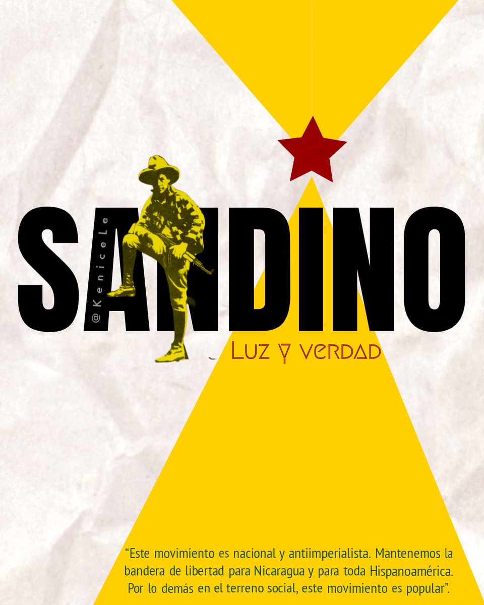 18 de mayo de 1895, nace Augusto Cesar Sandino, "General de Hombres Libres", líder guerrillero nicaragüense que logró expulsar a las tropas de ocupación estadounidenses. Todo un héroe nacional en Nicaragua.

<a href="/Titomara4/">Titomara🌐 #sstvi</a>
<a href="/MaryuriRG/">𝗠𝗮𝘆𝘂 🇳🇮</a>

#SandinoVive 
#SandinoLuzYVerdad