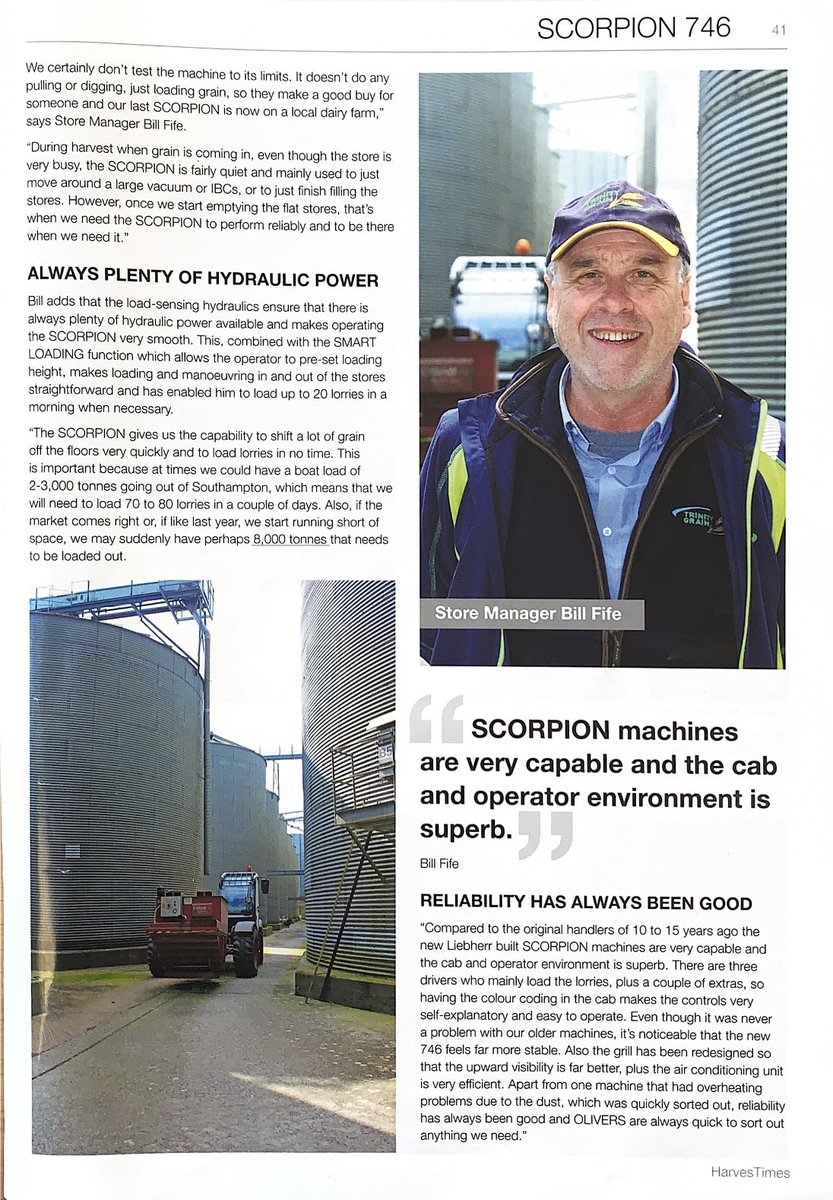 trinitygrainltd's tweet photo. We do love our @CLAAS_UK SCORPION handlers!  Trinity Grain’s Micheldever Grain Store Manager Bill Fife has been chatting to @CLAAS HarvesTimes magazine - have a little read here:  

 #grainstore #trinitygrain #telehandler #claas #claaspower #grain https://t.co/p9osdbceHF