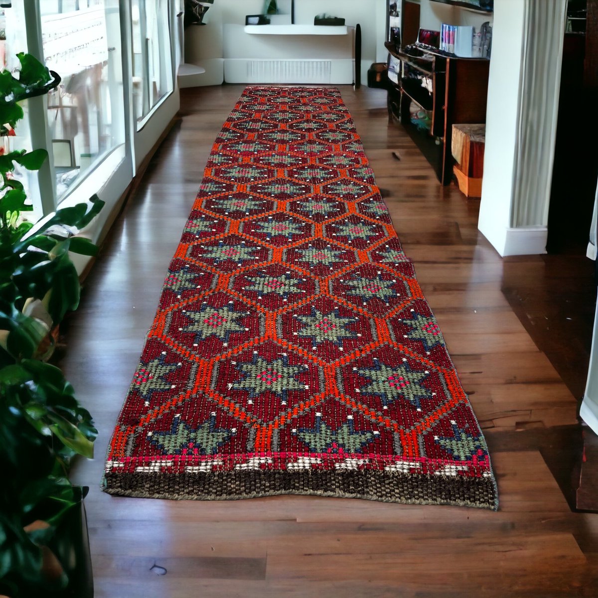23HomeDesign's tweet image. Vintage Turkish Kilim Runner,278 x 63 cm