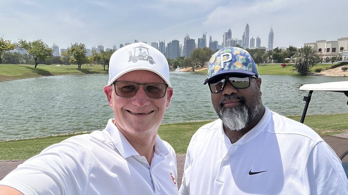 JosiahWay's tweet photo. Wow! Bucket list day checked off the list, playing a championship course in Dubai! Thanks @MikeGPTweets for the incredible hospitality. #AVTweeps #IHitA90 #ThatsAWinToMe #SoGoodSoGood #Dubai #UAE https://t.co/41iTmL4C26