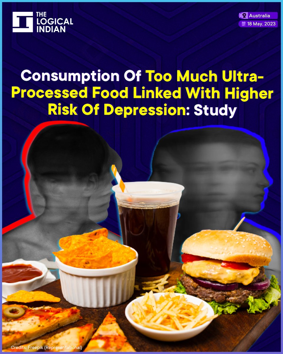 LogicalIndians's tweet image. A study has found that consuming a daily diet that consists of more than 30% ultra-processed foods increases the risk of depression significantly. 

#ultraprocessedfoods  #junkfoods  #depressionisnojoke