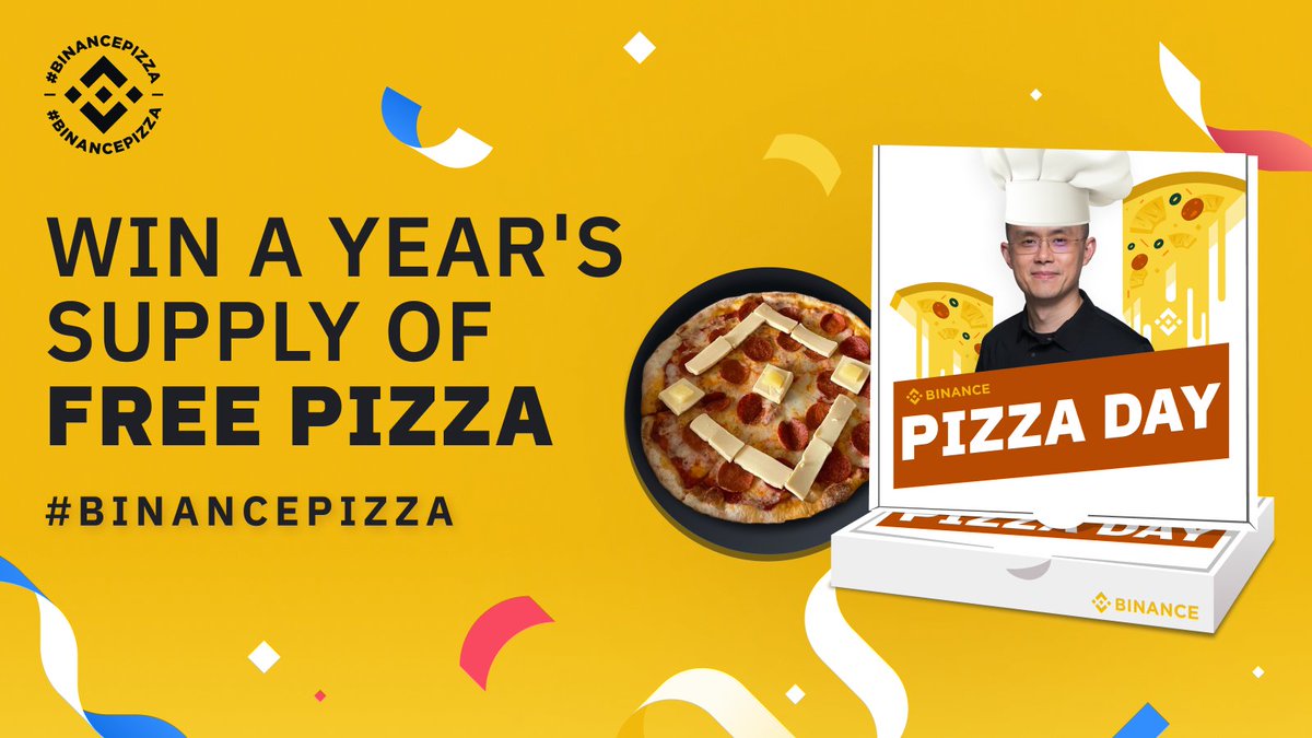 Want to win a year’s supply of pizza? (who wouldn’t)  

Here’s how: 
🔸 Retweet this post 
🔸 Create a #Binance themed pizza 
🔸 Share a photo of it using #BinancePizza  

We’ll pick our favourite to win a year’s supply of pizza and 5 more to win $200 each.

Time to get baking!
