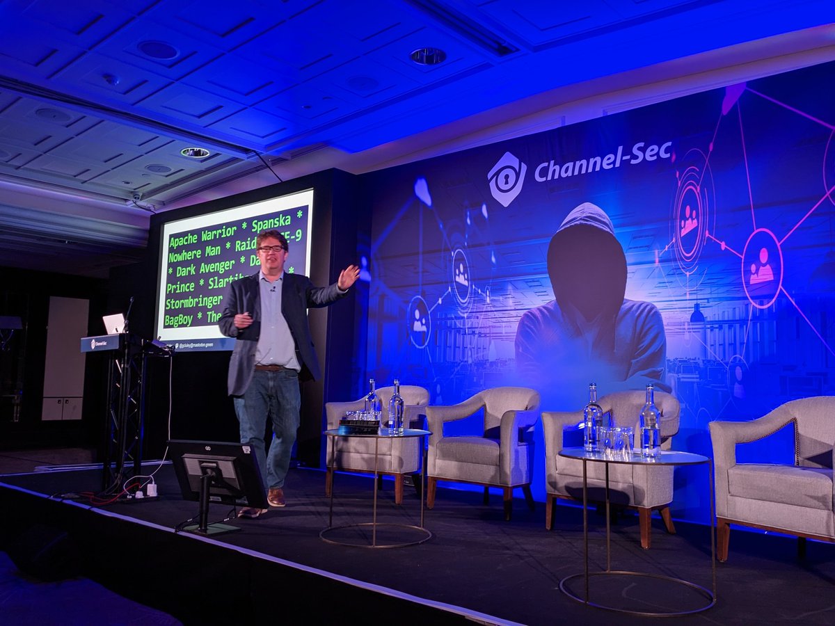 tubblog's tweet photo. Incomparable security blogger @gcluley talking about the history of #CyberSecurity with "30 Years of Cybercrime in 30 mins" on stage @iteuropa #ChannelSec.

Does anybody else remember some of these dubiously named hackers from back in the day? 😳 https://t.co/5xwwTQI7Qe