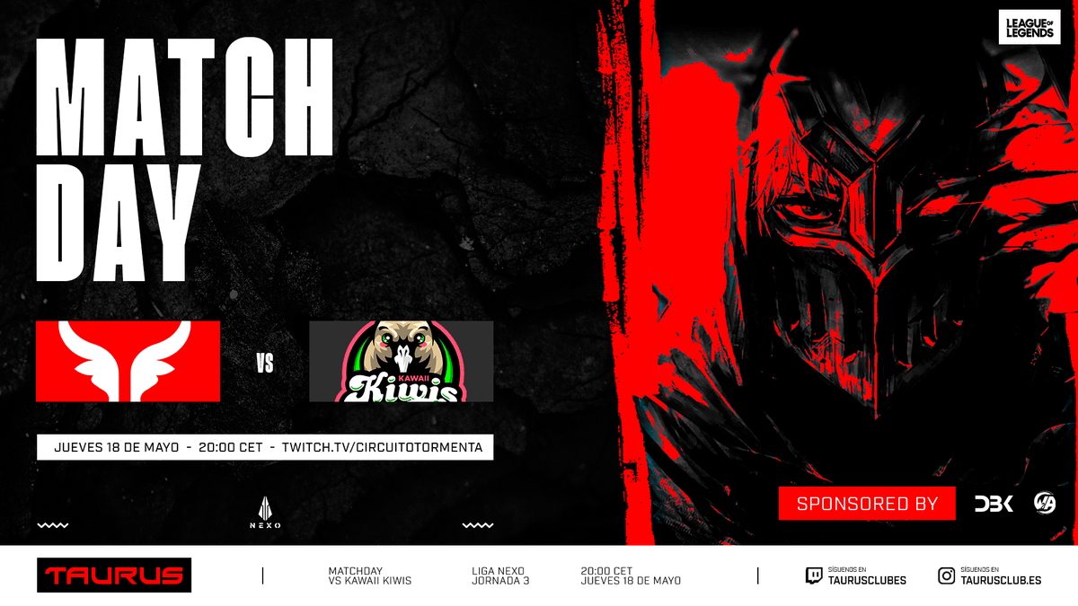 W2A Taurus Esports 🐂 (@taurusclubes) on Twitter photo Nos enfrentamos al campeón del split pasado...
Parece complicado, pero, ¿Y sí...? 😳
🏆 Liga Nexo J3
🆚 <a href="/KawaiiKiwis/">Kawaii Kiwis</a>
⏰ 20:00
📺 twitch.tv/taurusclubes
#BeBraveBeTaurus 🤍 Nos enfrentamos al campeón del split pasado...
Parece complicado, pero, ¿Y sí...? 😳
🏆 Liga Nexo J3
🆚 <a href="/KawaiiKiwis/">Kawaii Kiwis</a>
⏰ 20:00
📺 twitch.tv/taurusclubes
#BeBraveBeTaurus 🤍