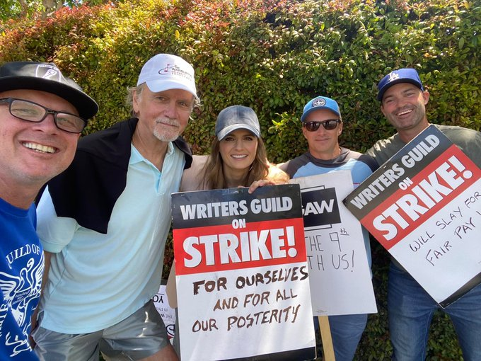 Stana Katic
Stana Katic Jim Adler, Sam Hennings, Stana Katic, Will Pascoe and Matt LeNevez joining the Picket line to support WGA members picketing for a better guild contract today outside Disney Studio’s in Burbank. Guess that makes us “Picketeers” for a day