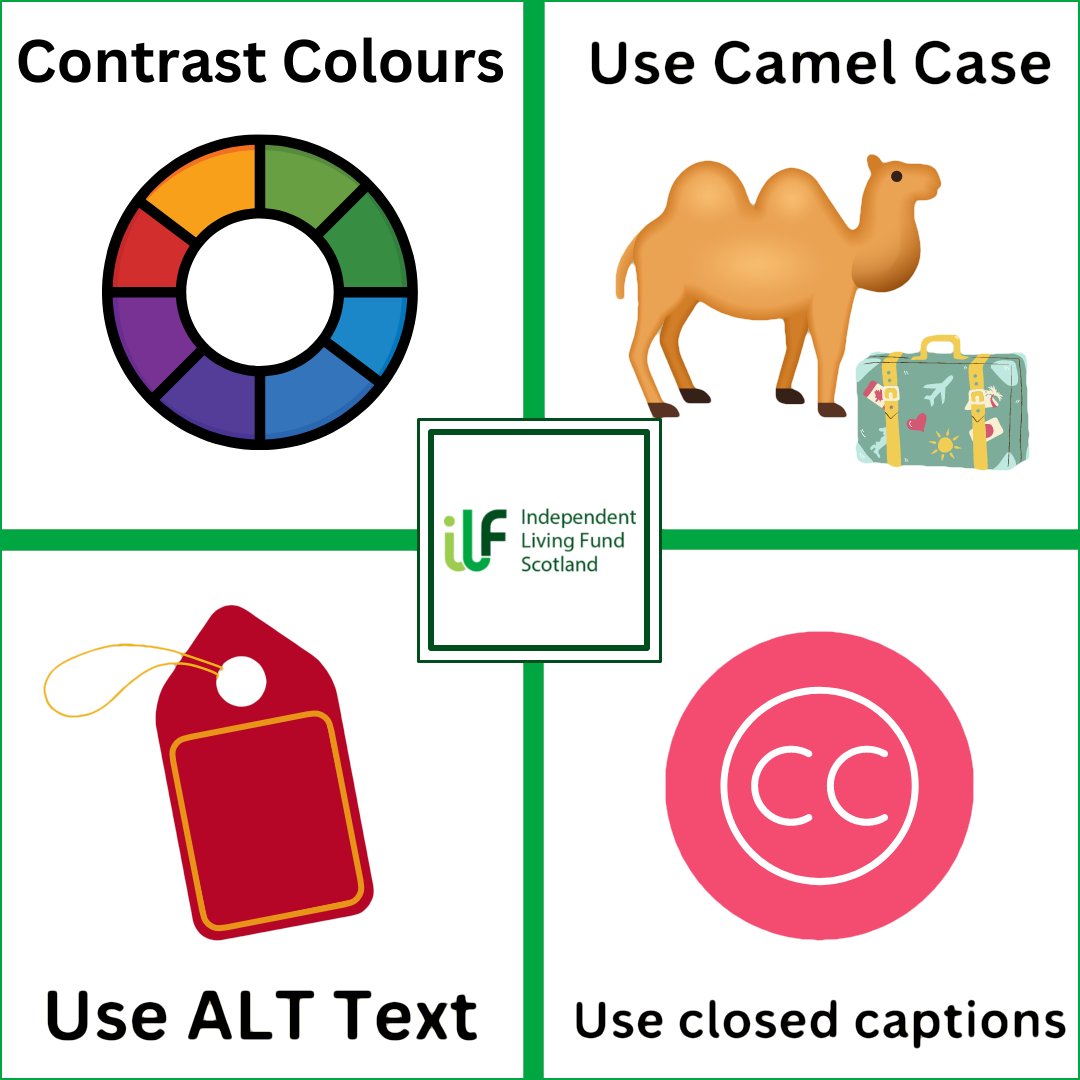 Here are some of our quick and easy tips this #GlobalAccessibilityAwarenessDay 

1. Contrast your colours so they're easier to see and read.

2. Use Camel Case for hashtags. This means adding capital letters when there's more than one word in them – like the humps of a camel.