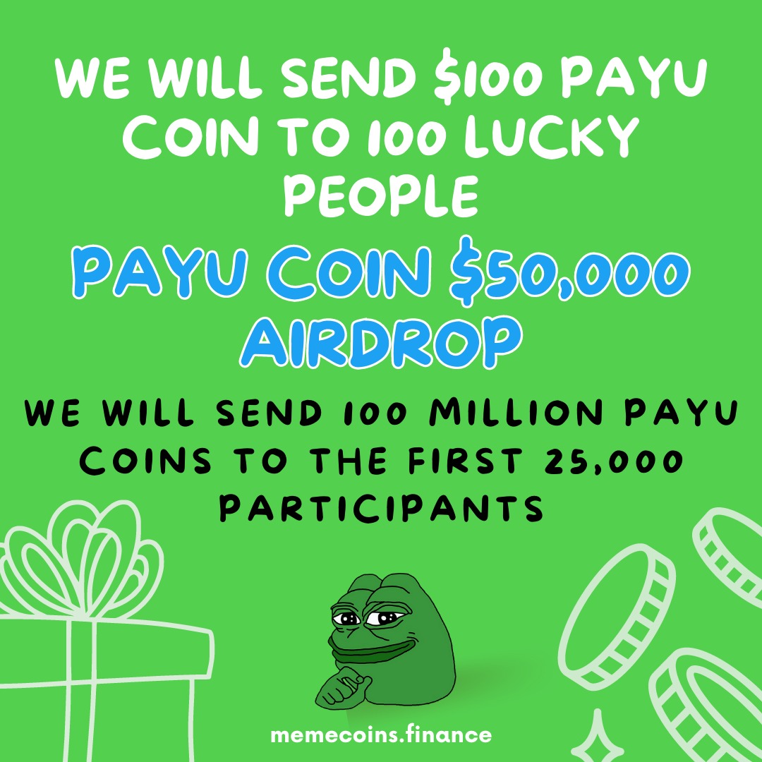 No pre-sale. No Private Sale. No whales. No ownership No Tax fee. All liquidity is 100% locked. First target 200x 🎯 gleam.io/competitions/Y… Complete the missions and get 100 Million $PAYU coins. @pepecoineth @CoinMarketCap @coingecko @MEXC_Global @Gateio_Startup @okx #PAYU
