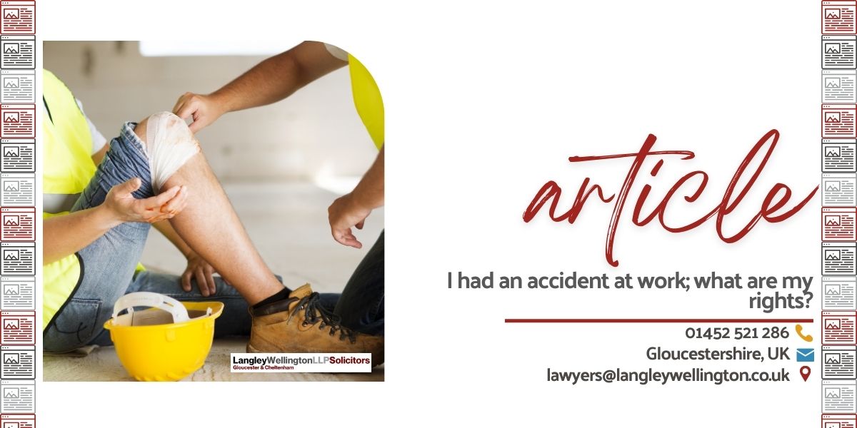 In our latest article, the Langley Wellington personal injury team has answered some frequently asked questions about what you should do if you have an accident at work. 

bit.ly/3M8GnTq

#personalinjury #injury #accidentatwork #accident #PI #gloucester #cheltenham