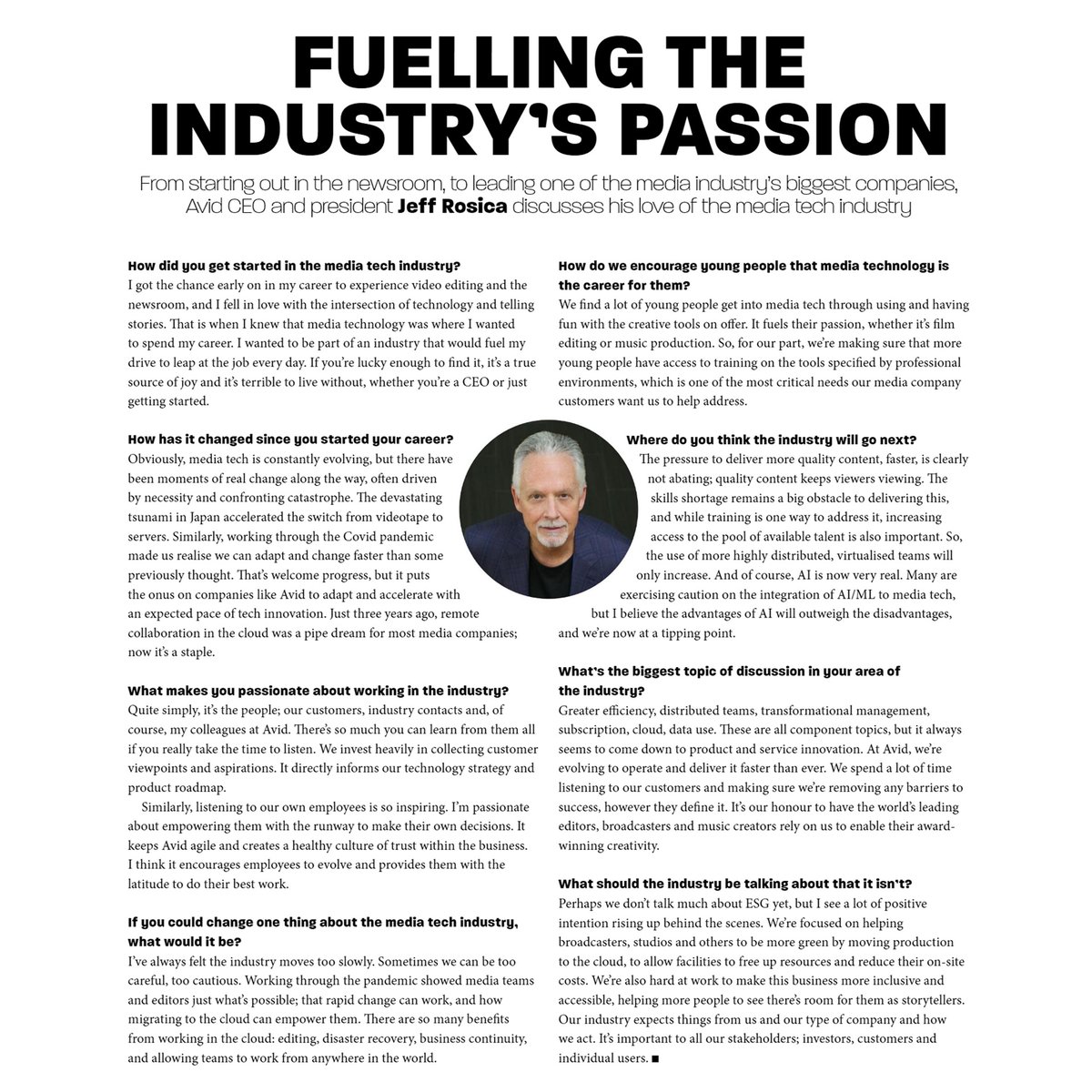 .<a href="/TVBEurope/">TVBEurope</a> — Avid CEO and President <a href="/JeffJRosica/">Jeff Rosica</a> gives his personal take on the media tech industry

▶️ bit.ly/3Mspd4H

#tvbeurope #avid #interview #ceo #mediatech #technology #media