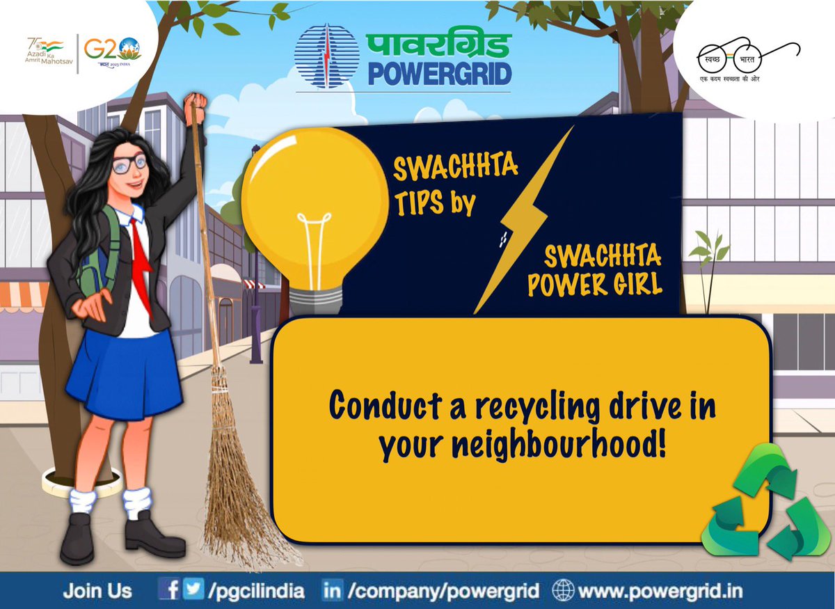 Swachhta Tips by Swachhta Power Girl! @AmritMahotsav @MinOfPower @MoJSDoWRRDGR @jaljeevan_ @SwachhBharatGov @mygovindia @moefcc #AmritMahotsav #G20India