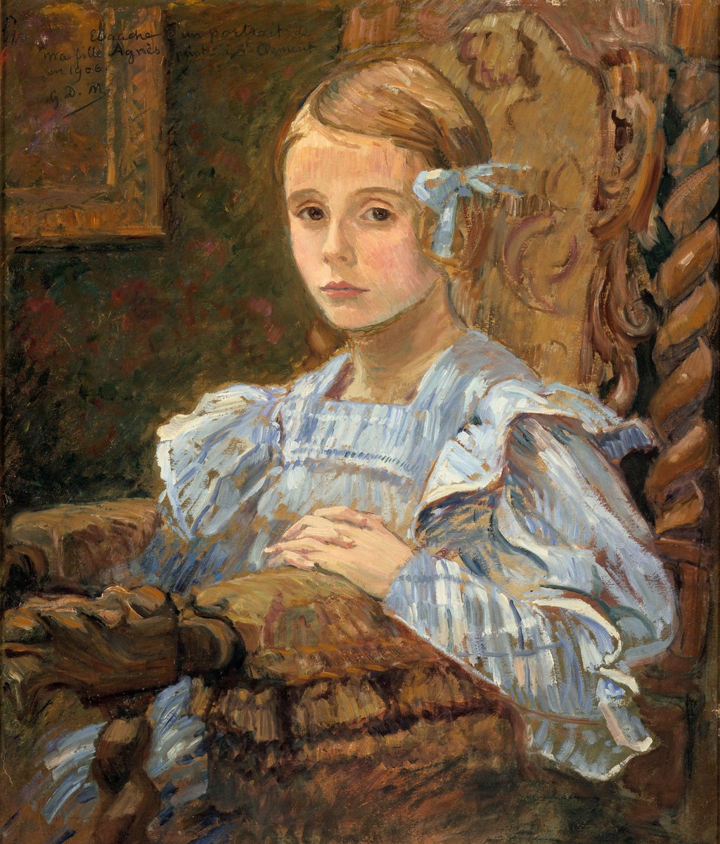 MuseeGiverny's tweet photo. #ZoomSurUneOeuvre 👀
"Portrait de la fille de l’artiste" dit "L’Infante" de Daniel de Monfreid est présenté dans dans notre #ExpoEnfantsImpressionnisme. Dans cette ébauche réalisée en 1906 à Saint-Clément, #Monfreid propose un portrait mélancolique de sa fille Agnès. https://t.co/LuSyYiZ8bx
