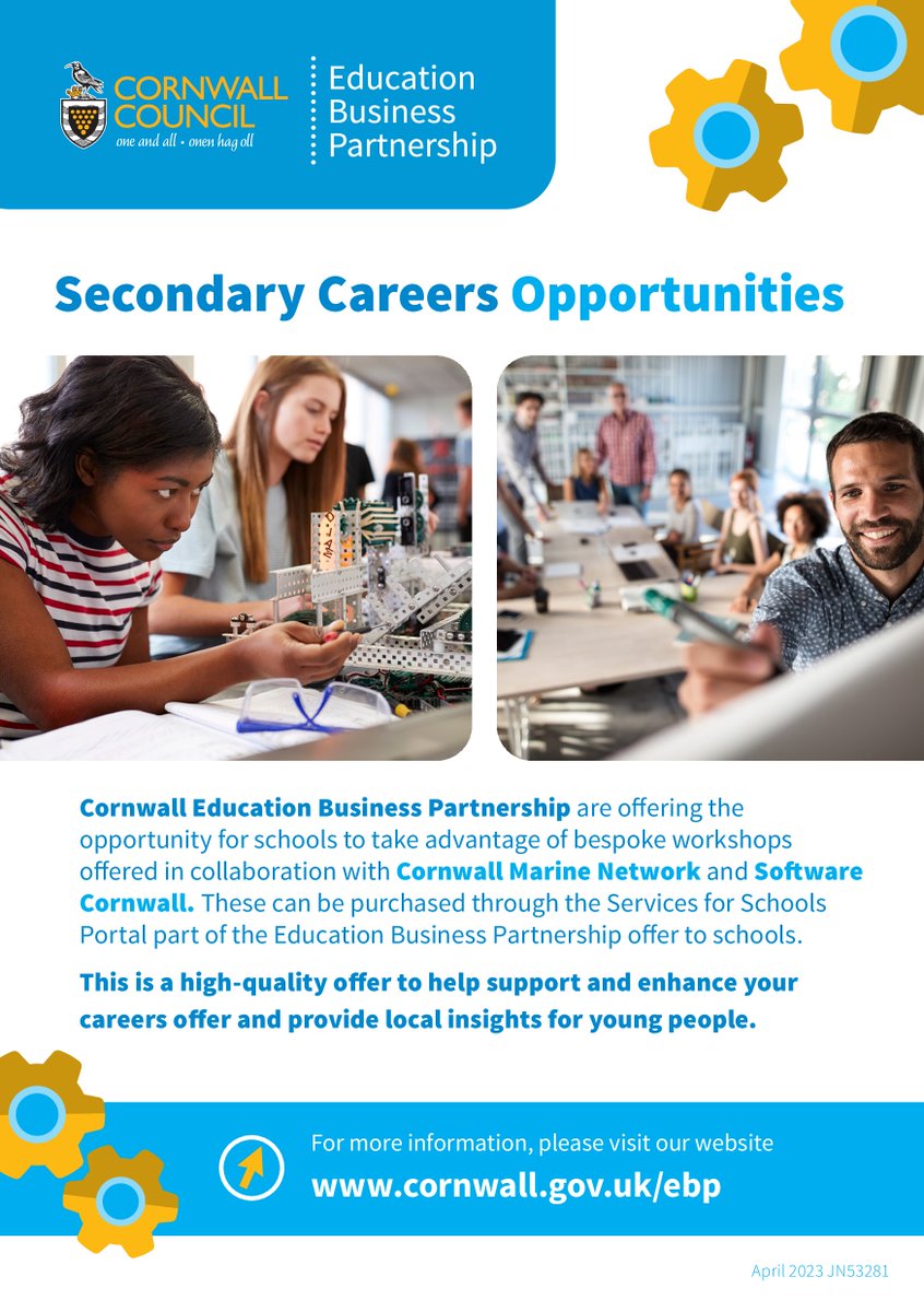@CornwallMarineA & @Cornwall_Marine is now able to launch its Secondary School Careers Opportunities partnership @STEMCornwall @SwCornwall If you would like to know more about the CMA offer, cornwallmarineacademy.co.uk/courses #marine #careers #opportunities #school