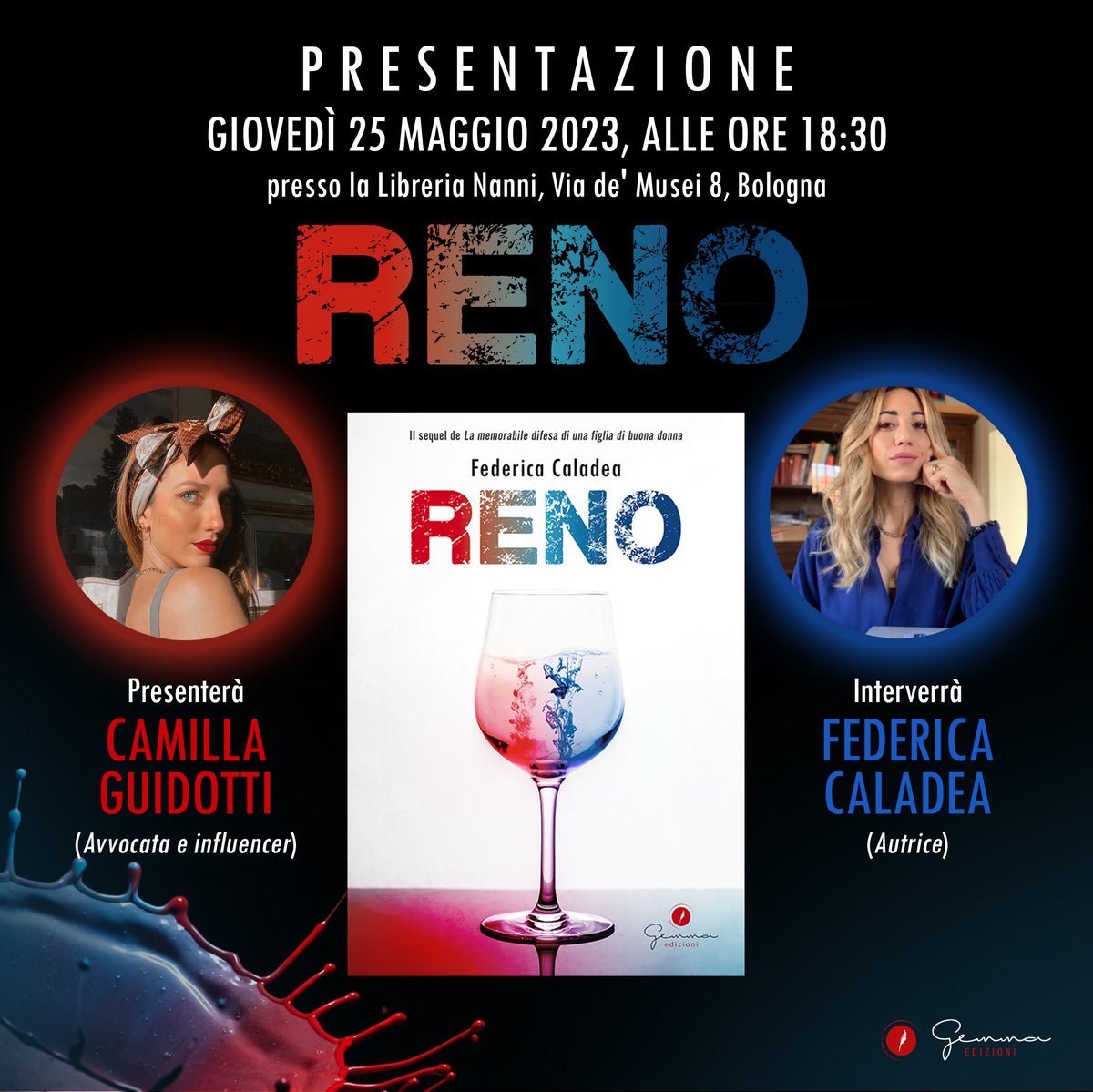 GemmaEdizioni's tweet photo. Iniziano anche le presentazioni di "Reno", sequel de "La memorabile difesa di una figlia di buona donna".
@federicacaladea sarà a Bologna, giovedì 25 maggio, alle ore 18:30, insieme a Camilla Guidotti.
Appuntamento da non perdere! https://t.co/u6lOKi10gU