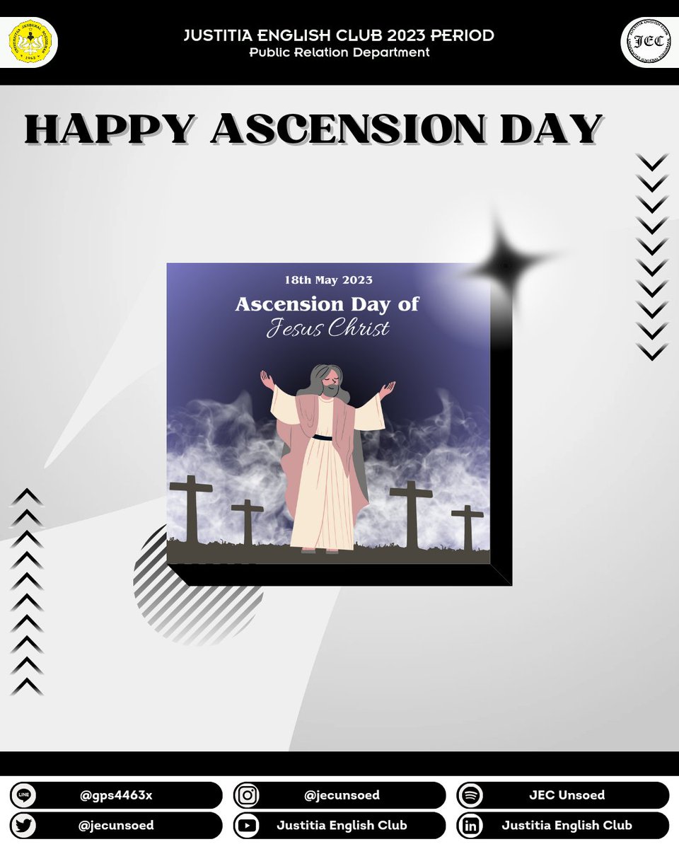 May the Ascension of Jesus Christ remind us of the power of faith, the triumph of hope, and the significance of divine grace.

Happy Ascension Day! 

#jecunsoed
