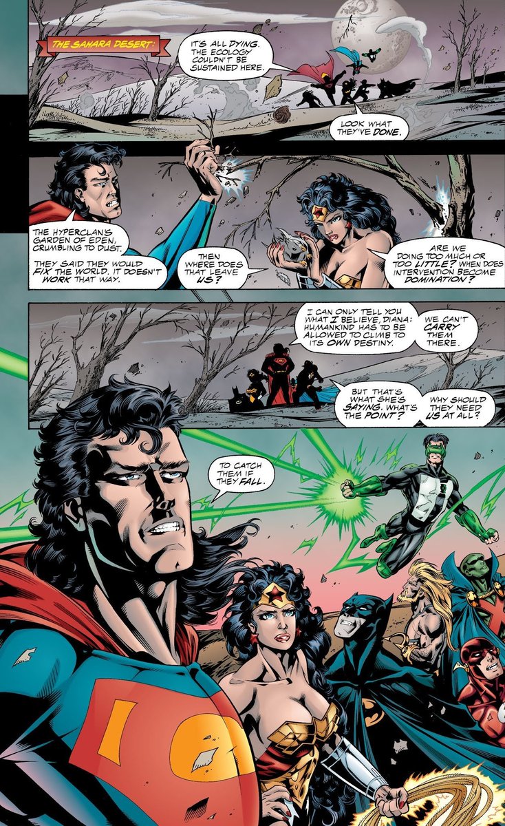 LunarArchivist's tweet photo. @senhoramendoas @gate_sinners @ComicLoverMari And that's because you fundamentally misunderstand Superman. He's not "supposed to change the whole world". He's supposed to prevent it from prematurely ending from something beyond humanity's control so mankind can determine its own fate instead of having him do it for them. https://t.co/Q7kUS7AkDq