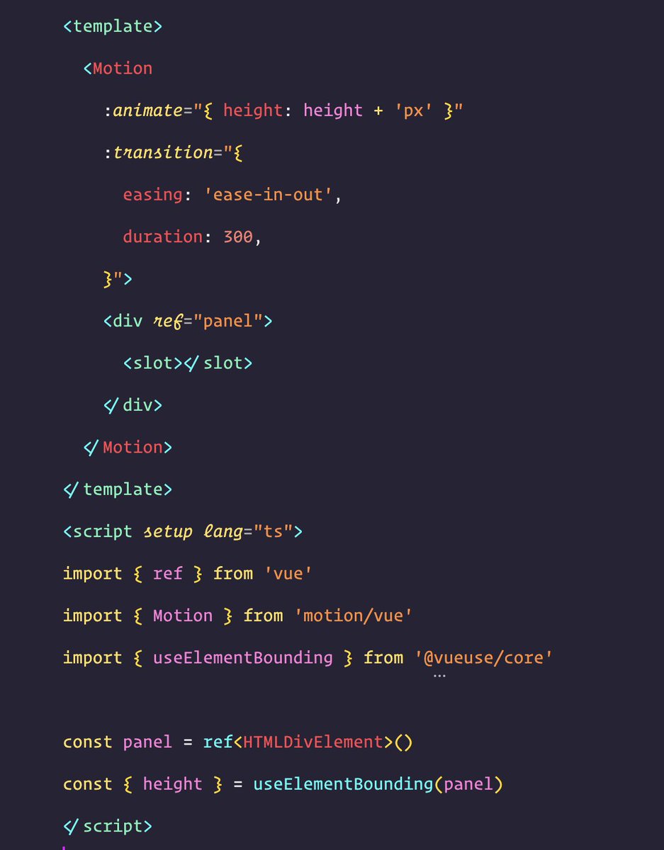 Rebuild <a href="/samselikoff/">Sam Selikoff</a> s resizeable panel from the Framer Motion Recipes <a href="/_buildui/">Build UI</a> course with <a href="/vuejs/">Vue</a>. Exited how easy it was to transfer the concepts to vue. 
Great course. Check it out 🙂