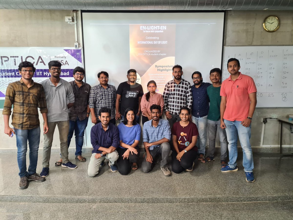 OpticaChap43730's tweet photo. Happy to share that IITH OPTICA student chapter is organized an offline In-house symposium  on 17th May 2023 (Wednesday) as part of the International Day of Light. On this occasion the students learnt about various aspects of Light through an engaging presentation and games. https://t.co/HAHbV7ly1e