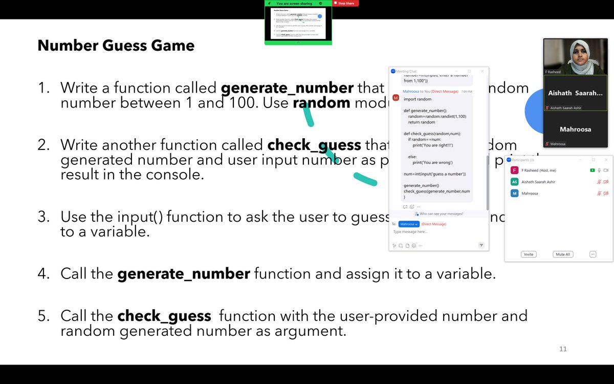 Amazed by the interest and progress made by the participants of Pykids Python classes. They have developed a calculator and number guessing game! Hoping to see these youngsters changing the community for good with tech.  ✨