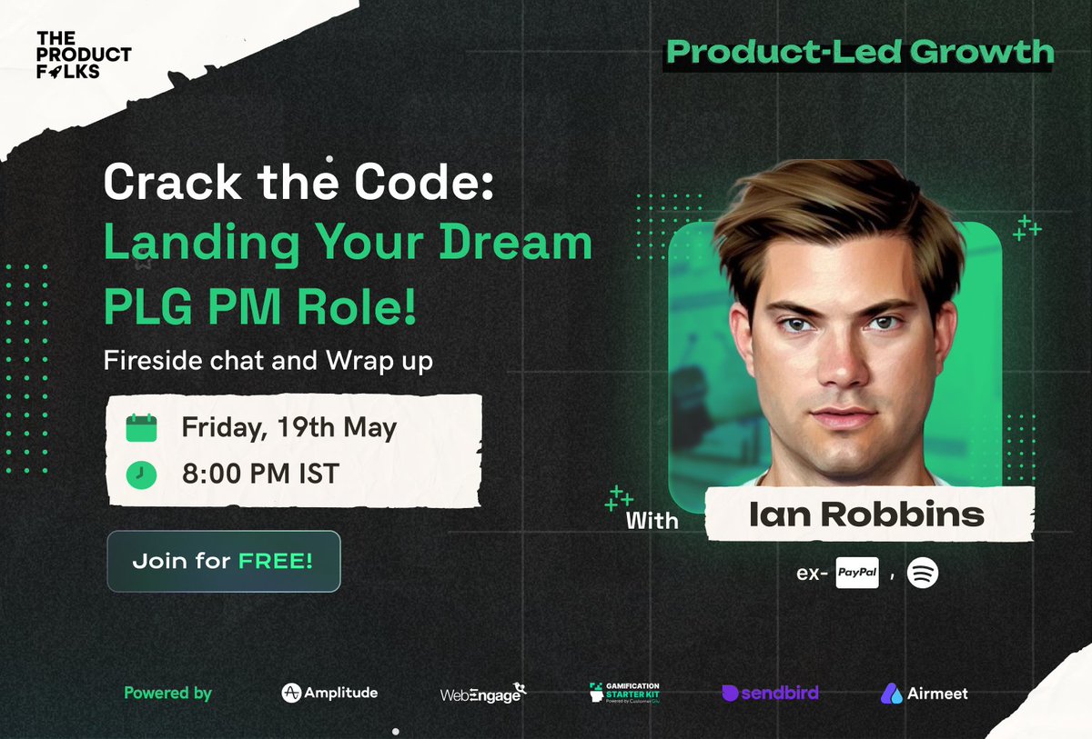 📢 Time to wrap up the incredible roller coaster ride of the past 3 weeks! 🎢

We've had a blast 💣 catching up and diving into the world of Product Led growth together 🚀 🤩

Let's give ‘PLG 2.0’ an amazing send-off! 👋

🎙 Join us for a sizzling fireside chat with <a href="/irobbin2/">Ian Robbins</a>, a