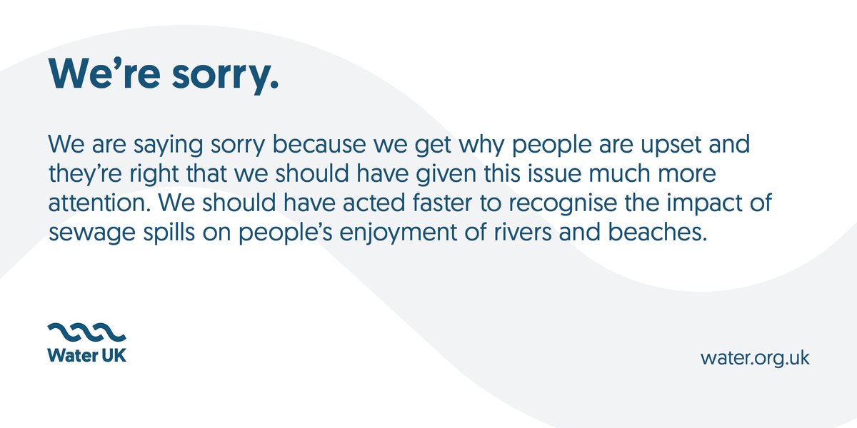 We are saying sorry because we get why people are upset and they’re right that we should have given this issue much more attention. We should have acted faster to recognise the impact of sewage spills on people’s enjoyment of rivers and beaches. More: bit.ly/41MuwjV