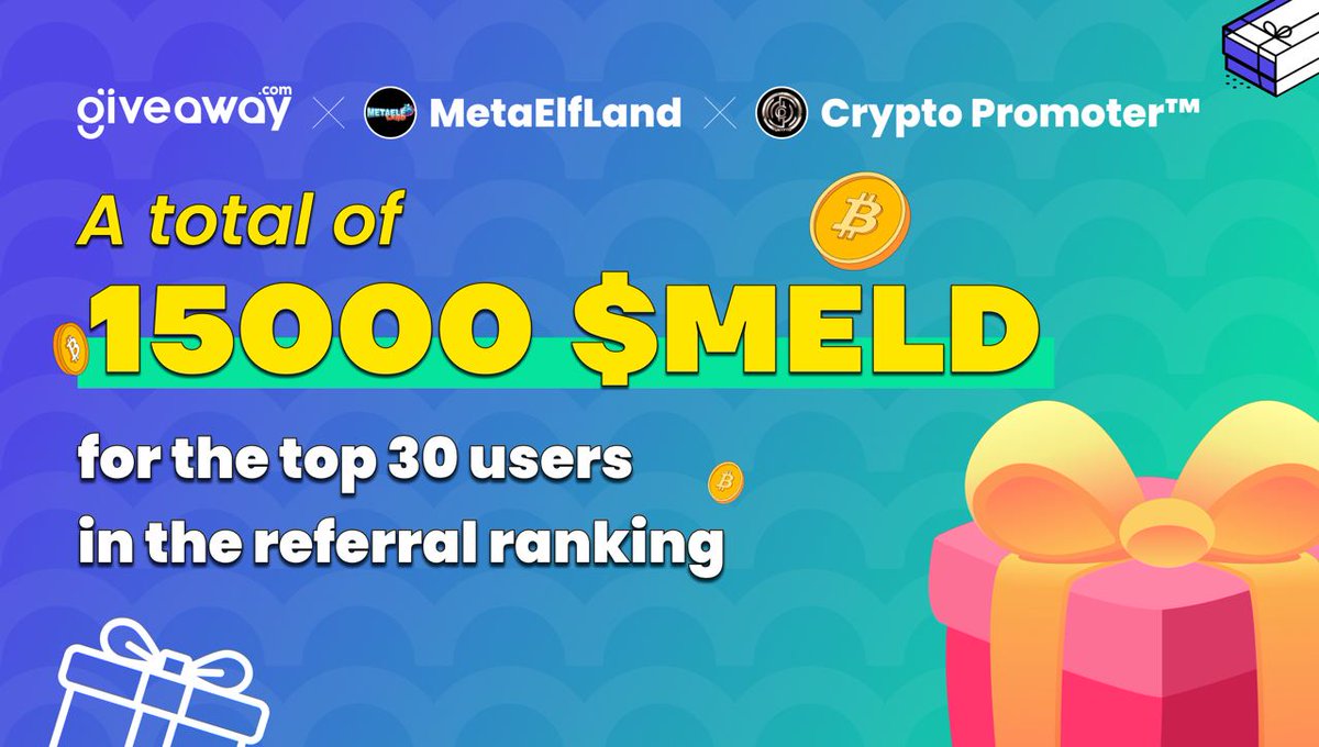 CryptoPromots's tweet photo. 📣 Metaelfland X Crypto Promoter Massive #Giveaway

🎁 Total Reward Pool 15,000 $MELD 

To Enter:
✅ Finish tasks
https://t.co/81aNT1toLr

#Airdrop #Crypto #AirdropCrypto #airdrops https://t.co/gBRQsLuzuM