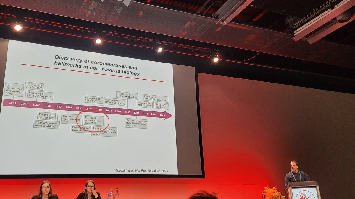 marioph13's tweet photo. Happening now a very cool talk by @ProfVolkerThiel showing how useful CoV yeast #ReverseGenetics system was to rapidly reconstruct SARS-CoV-2 at the beginning of the pandemic, and how this system can be used for creating attenuated vaccines. @nidovirus2023 https://t.co/8YEBsvSeal