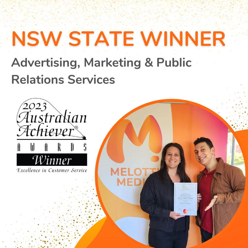 melottimedia's tweet image. We're celebrating a proud moment at Melotti Media! 🎉

Here's Chris and Angela holding our latest award as 2023 New South Wales State Winners for Advertising, Marketing and Public Relations Services by the Australian Achiever Awards.

#australianachieverawards #MelottiMedia