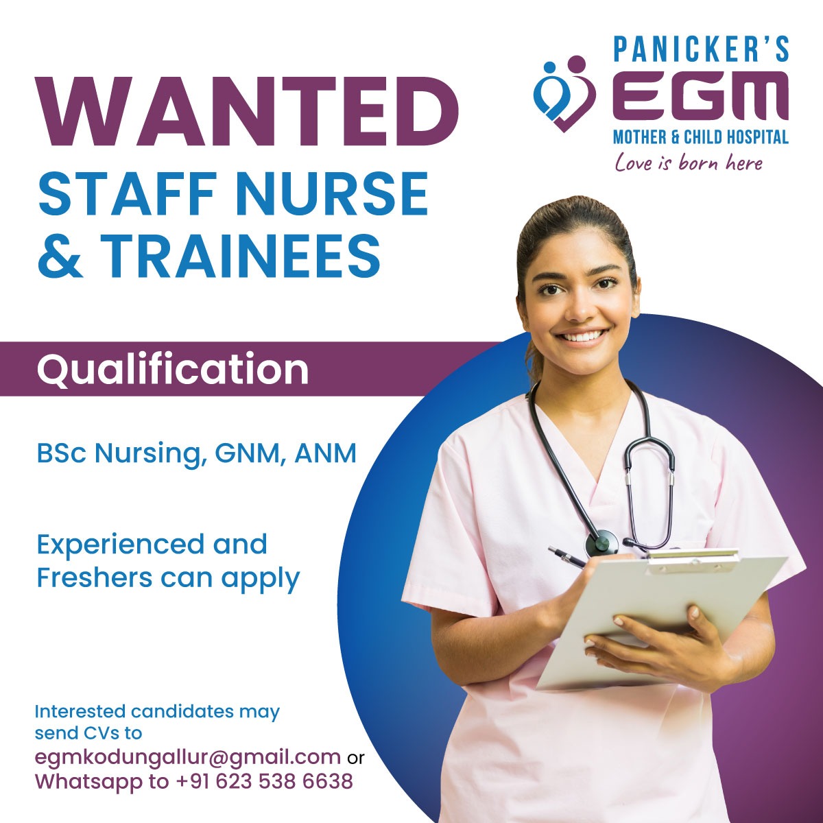 WANTED

STAFF NURSE & TRAINEES

#wanted #vacancy #staffnurse #nursingstaff #trainees #hospitajob #healthworkers