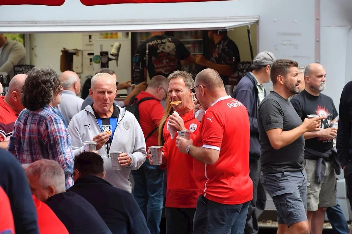 BFCST's tweet photo. FanZone is back on Friday night!

✅ 6pm Opening
🔴 Face painting until 7:30pm
🎸 Live music from La Fox
🎙️  Player Interviews
⚽️ @RedAllOverBFC 
🍻 @BrewDog and @AcornBrewery (fresh cask pouring!)
💷 25% of our profits to @BarnsleyHospice 

More to news to come....

#BarnsleyFC https://t.co/pUWb6jkavV