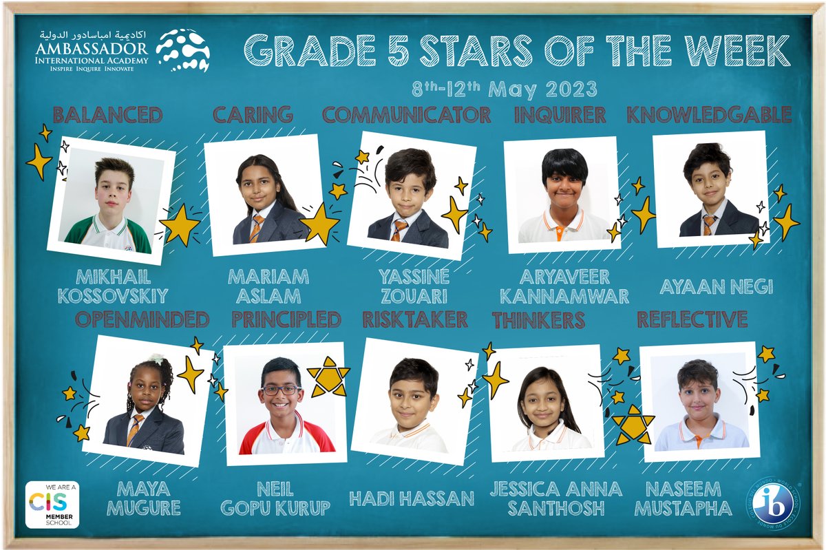 Congratulations to all our ⭐️Stars of the Week⭐️ in the PYP

#AIADubai #IBEducation #AIAPYP #starsoftheweek #studentsuccess #dubaischools #ibschool #dubaieducation