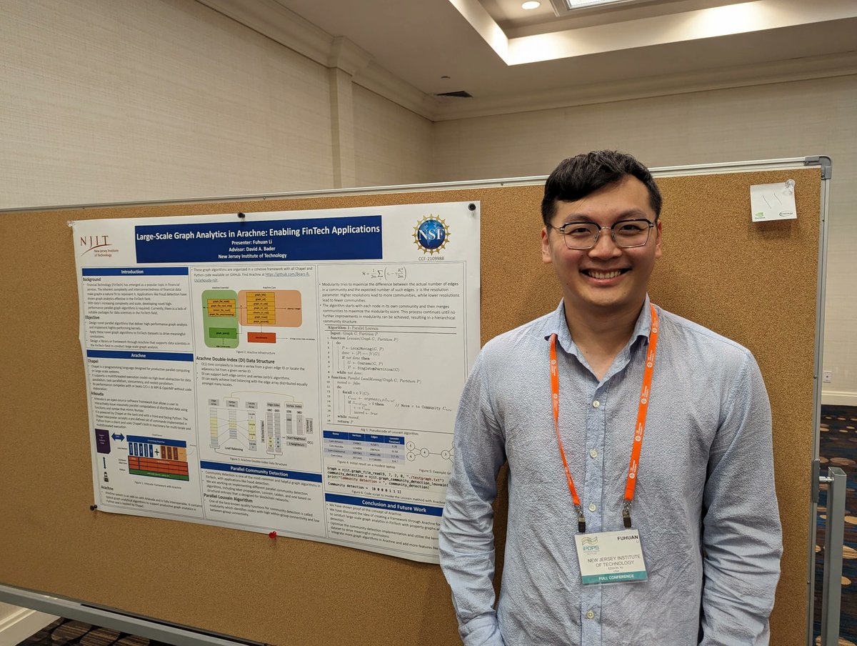 Prof_DavidBader's tweet photo. Fuhuan Li @NJIT @NJITYingWu presents his research at the #IPDPS23 PhD Forum
#HPC #FinTech #DataScience #Graph #Analytics @IPDPS @ChapelLanguage
https://t.co/hsO4UxCx03 https://t.co/Unt83rJ1wh