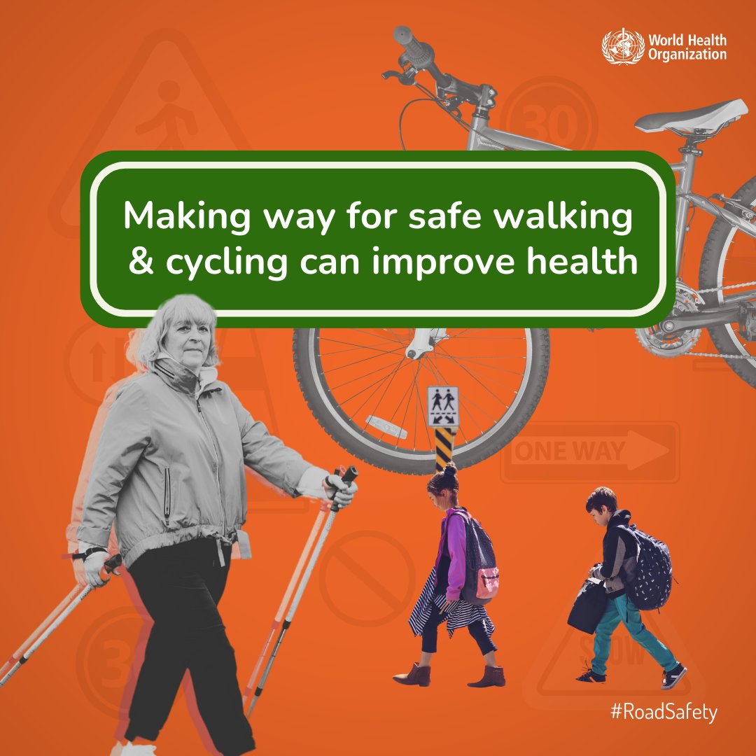 When the roads are made SAFE, walking🚶‍♂️, cycling 🚴‍♂️ & using public transport 🚋 can:

✔️ make people healthy,
✔️ cities sustainable,
✔️ societies equitable.

Know more 👉bit.ly/3oNkGjK 
#RoadSafety #RethinkMobility