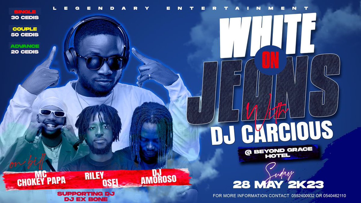 Legendary Entertainment at again on 28th may at Kwabre Safo come let make history together with the baddest @DjCarcious 🔥🔥🔥#WhiteOnJeans #LegendaryEntertainment 🔥🔥🔥