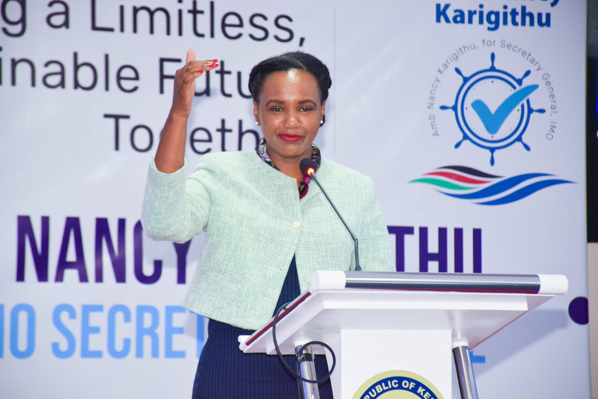Diaspora_KE's tweet photo. PS @roselinenjogu accompanied CS @DrAlfredMutua and PS @korirSingoei to the endorsement of the candidature of @AmbNKarigithu as the as the Secretary-General of the International Maritime Organisation (IMO) @IMOHQ for the period 2024-2027. (1/3) https://t.co/vmVQTRDJZx