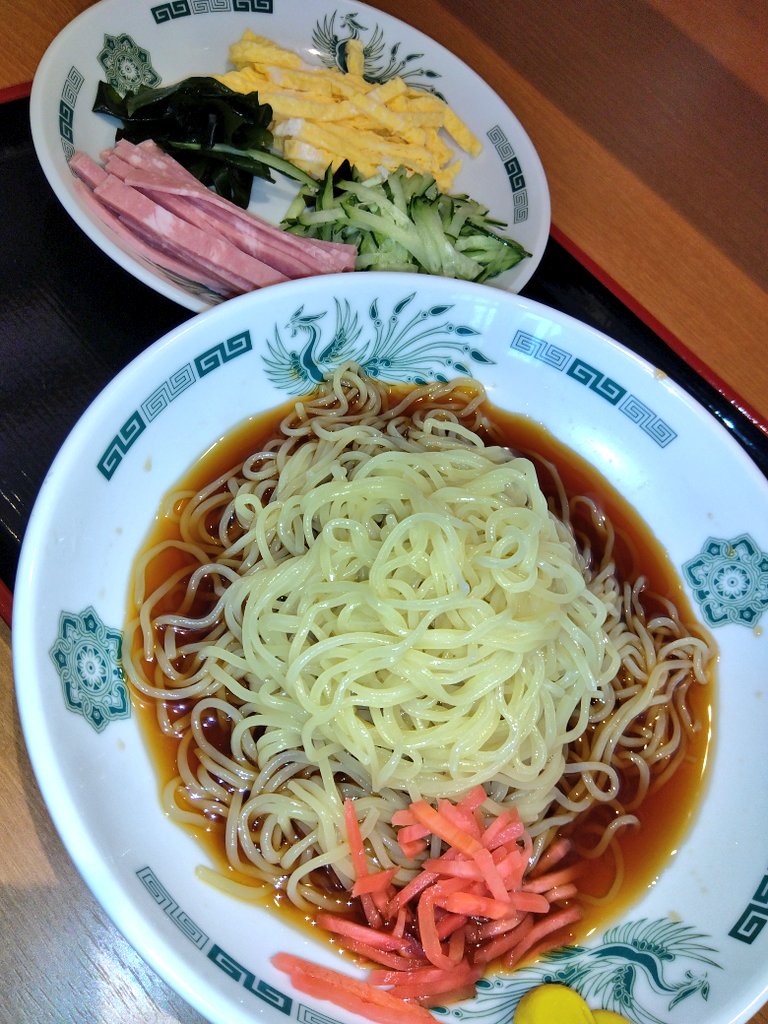 #冷やし中華 #日高屋 #冷麺 #黒酢しょうゆ冷麺 #ラーメン #季節限定 #期間限定 #夏日 #猛暑日 #フェーン現象 #冷やし中華始めました #錦糸卵 #トマト #ハム #キュウリ #餃子の王将 #大阪王将 #生姜