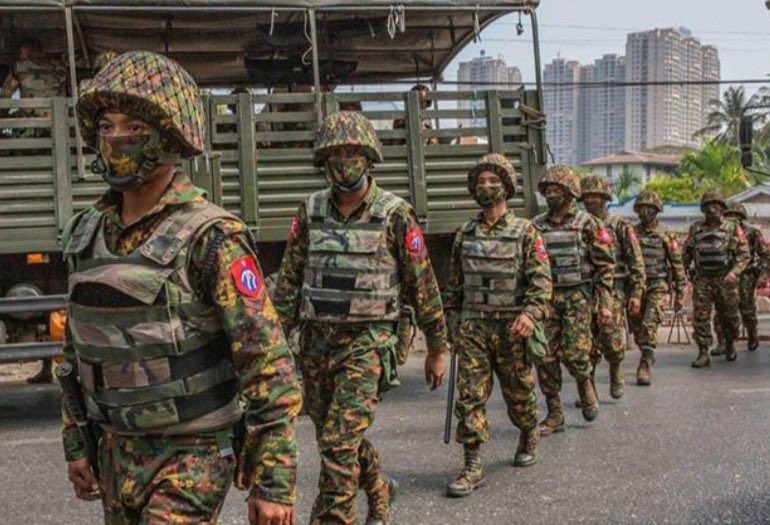 katycho22222's tweet photo. In Kachin State, Myanmar SAC Terrorists that arrived Nanyar village on Hpakant-Myitkyina road on May17 abducted about 15 people from that village as human shields to go to #MoeKaung Township.  #2023May18Coup #G7HearTheVoiceOfMyanmar #G7WhatAboutJapan #WhatsHappeningInMyanmar https://t.co/P6RRaoDrD2