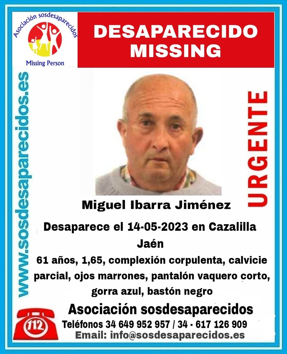 sosdesaparecido's tweet photo. 🆘DESAPARECIDO
#desaparecido #sosdesaparecidos #Missing #España #Cazalilla #Jaén
Fuente: sosdesaparecidos https://t.co/oZs0jRRtxF
