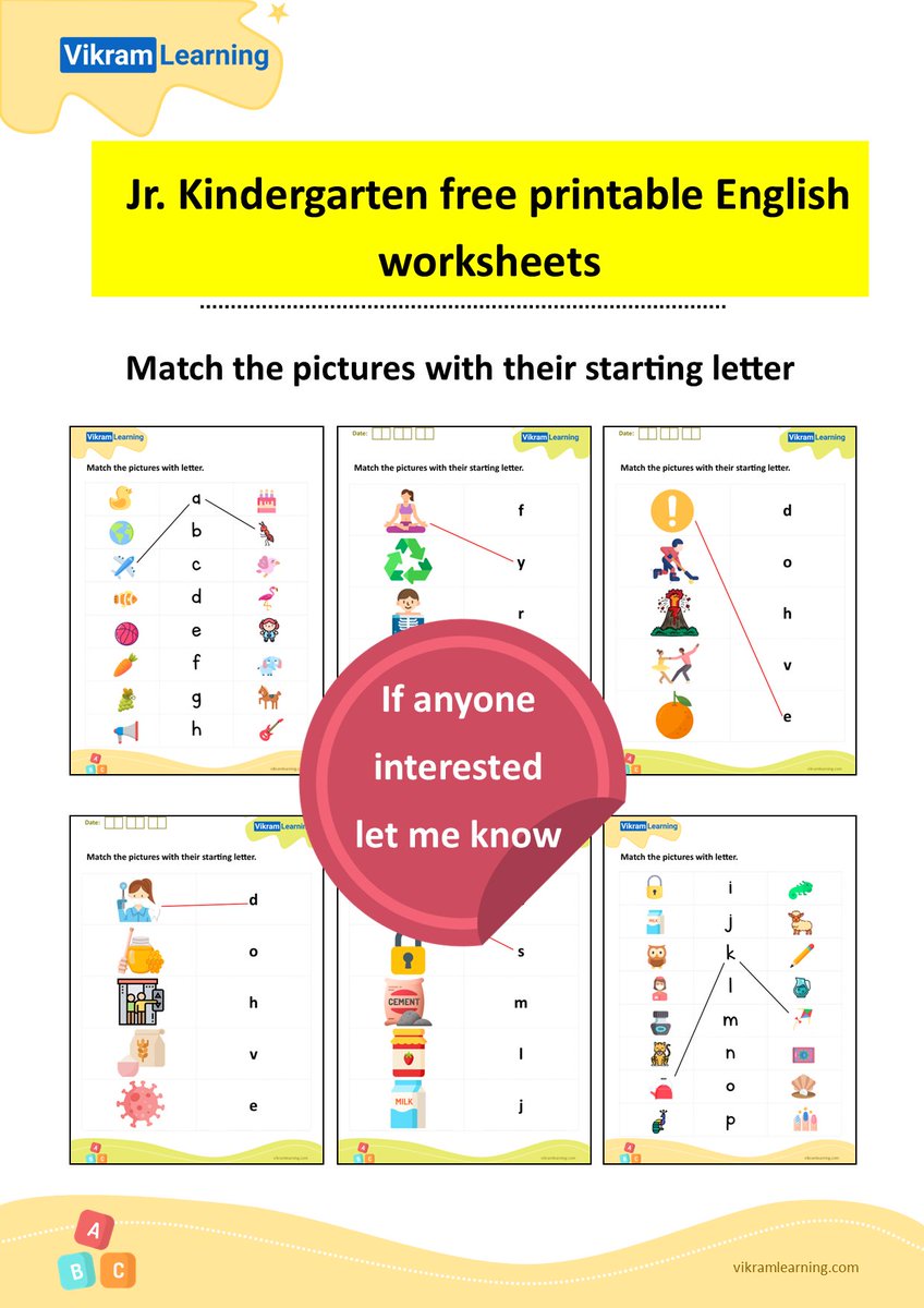 VikramLearning's tweet photo. LKG - Match the pictures with the letter
Download free printable PDF #worksheets
https://t.co/v7RLHUWUNA https://t.co/9HWlDXx2BZ