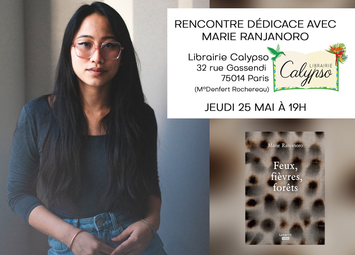 Jeudi 25 mai <a href="/m_ranjanoro/">Marie Ranjanoro</a> en dédicace à la Librairie Calypso dans son nouveau lieu 32 rue Gassendi dans le 14ème à Paris 🖊️