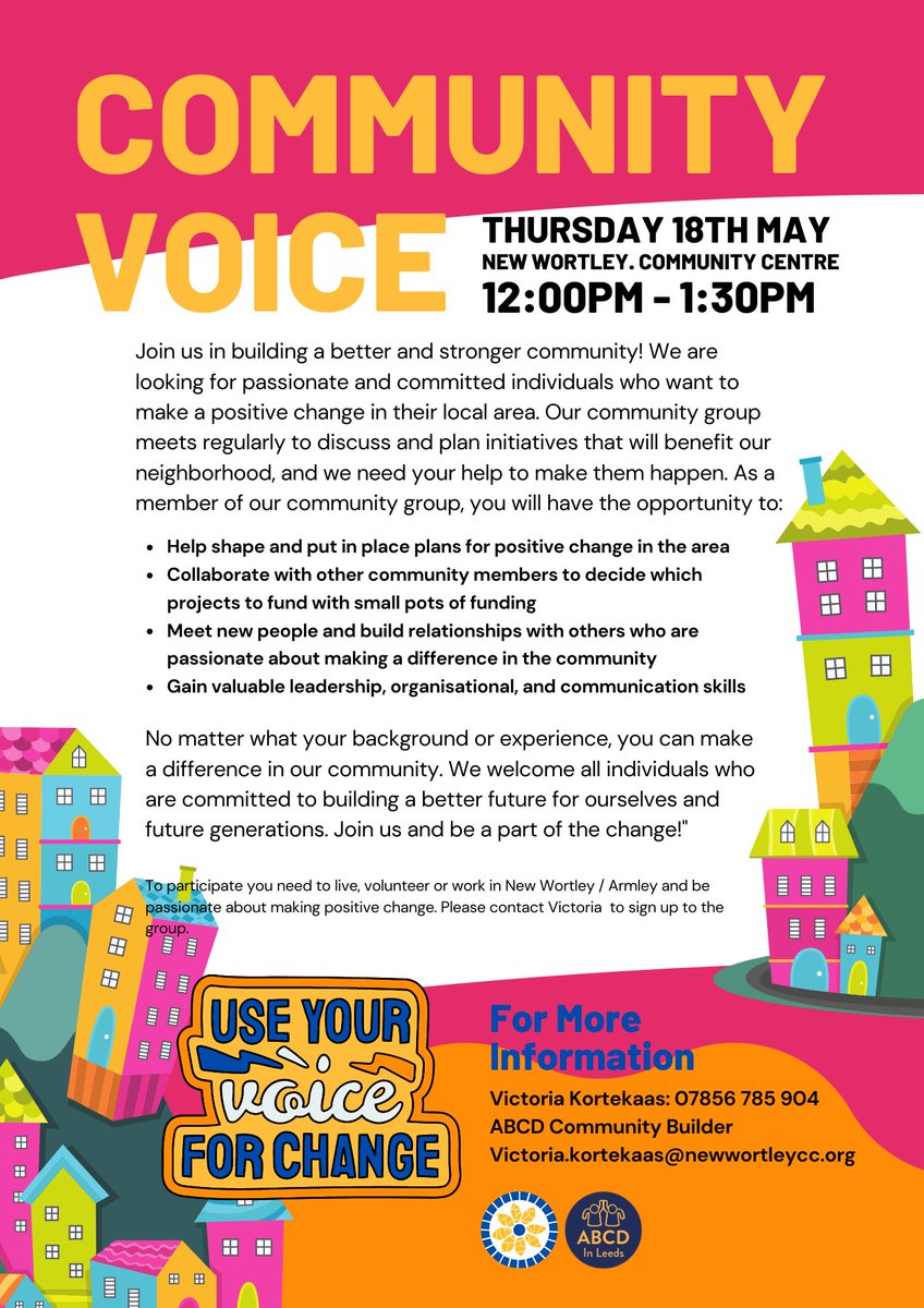 AbcdArmley's tweet photo. Armley residents join me today 12pm - 1:30pm at New Wortley Community Centre for the first Community Voice group of 2023. Letβs chat about building on what is strong in Armley #ToolSharing #Timebanking #FriendsOf #GreenSpaces https://t.co/KDlbXzJmdI
