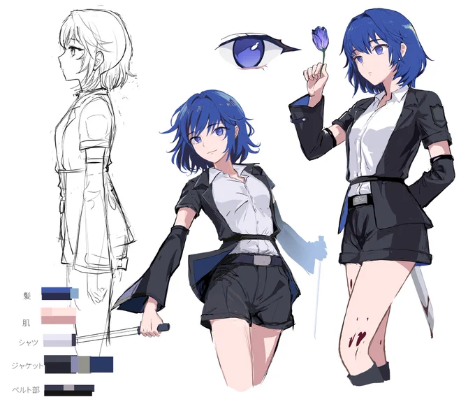 Skebやっと手をつけ始めました。クライアントさんのオリキャラ。1回しか描けないのにキャラ把握するのにこのくらい試し描きしないとダメなの普通に効率悪い脳なだけなんですけど生んだものは全部送りつけますね