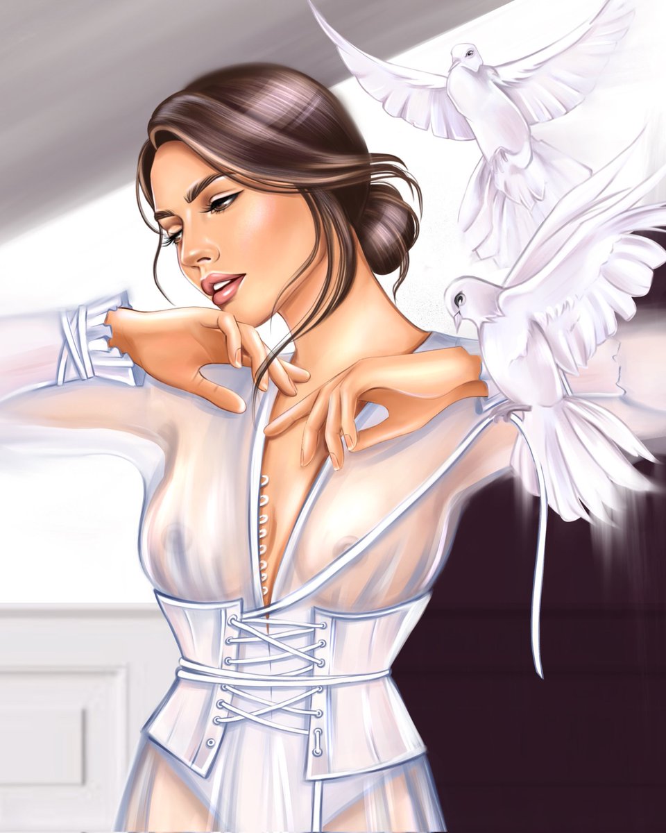 Gm fam🩶
I am entering the competition <a href="/Biggartner1/">Egartner</a> 
In my artwork, I painted white doves🕊 For me, they are a symbol of purity, beauty and freedom.
And doves represent a Peace without war...
I wish you a peaceful sky above your head🩶