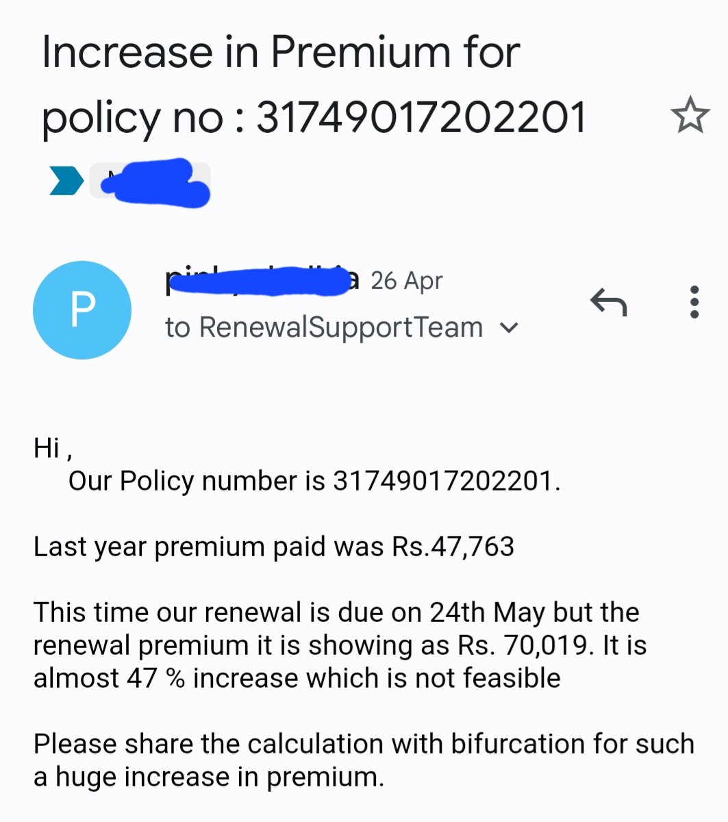 PinkseyD's tweet photo. Pathetic service frm @Niva_Bupa #till last year premium was 47k#during renewal,premium increased to 70k#on enquiry on 26th Apr to give bifurcation of such high increase in writing, till 16th May dey didn't reply back#finally we ported our policy to Care Insurance  @IRDA_OFICIAL https://t.co/TAvjtWwli2