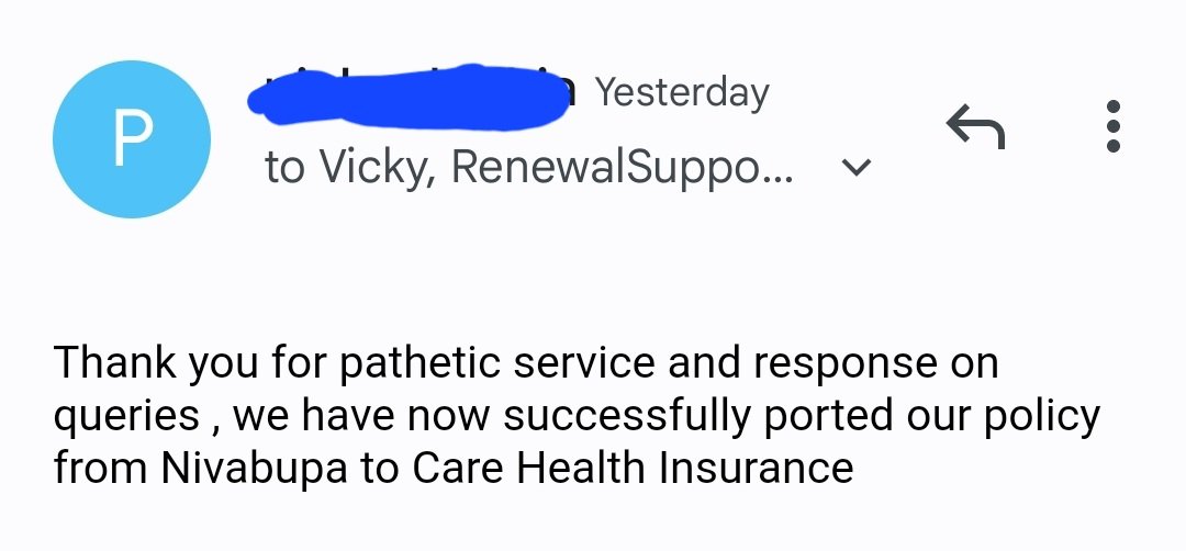 PinkseyD's tweet photo. Pathetic service frm @Niva_Bupa #till last year premium was 47k#during renewal,premium increased to 70k#on enquiry on 26th Apr to give bifurcation of such high increase in writing, till 16th May dey didn't reply back#finally we ported our policy to Care Insurance  @IRDA_OFICIAL https://t.co/TAvjtWwli2