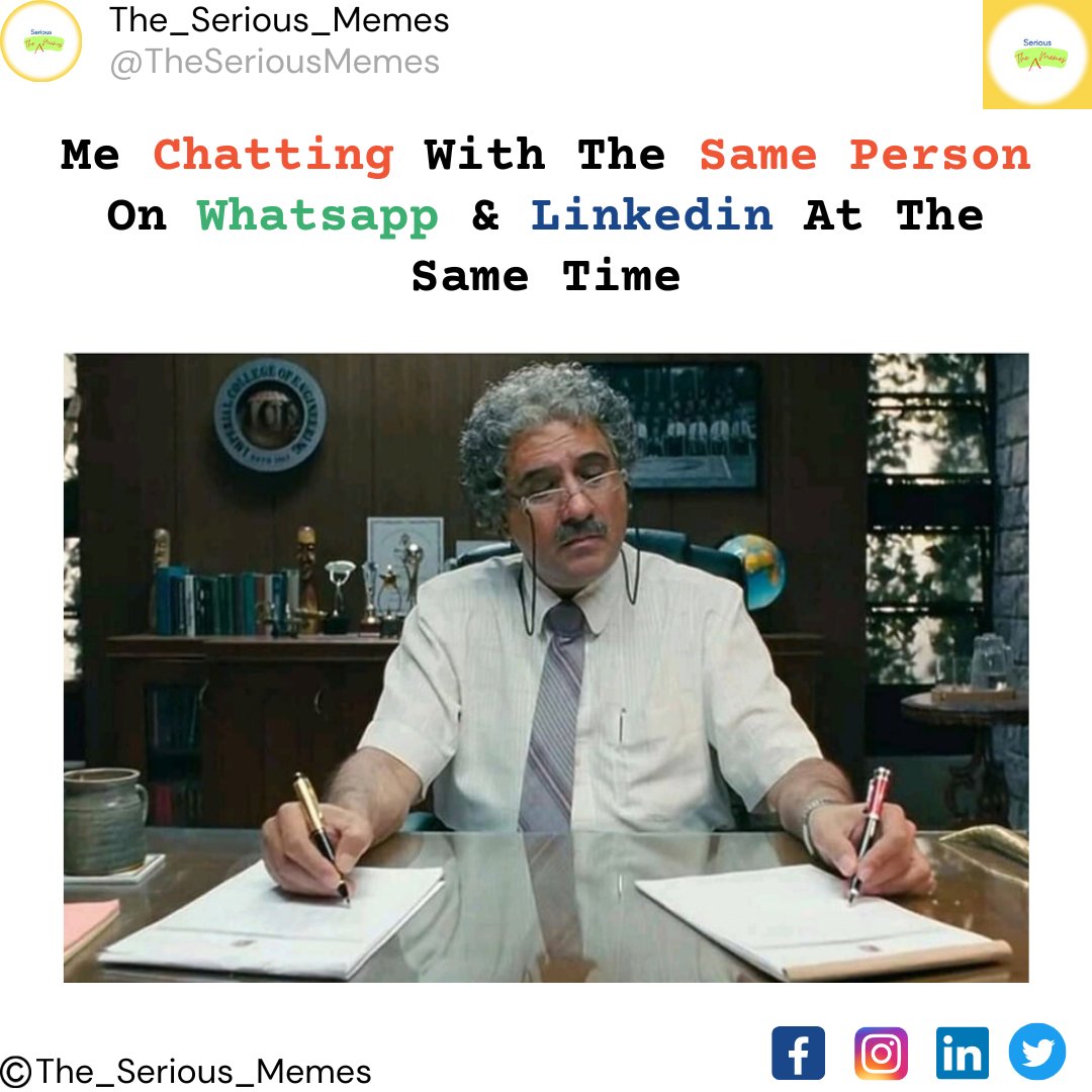 TheSeriousMemes's tweet photo. #SocialMedia #Chat #Platform #Whatsapp #Linkedin #Judiciary #SwamiRamanand #positivevibes #funny #MysteryBehindGuruOfGodKabir  #猿之助さん #JimmyButler #jennie #memes #ElonMusk #Twitter #Google #ChatGPT #Bard #AI #NewWorldOrder https://t.co/3ArenHNasG