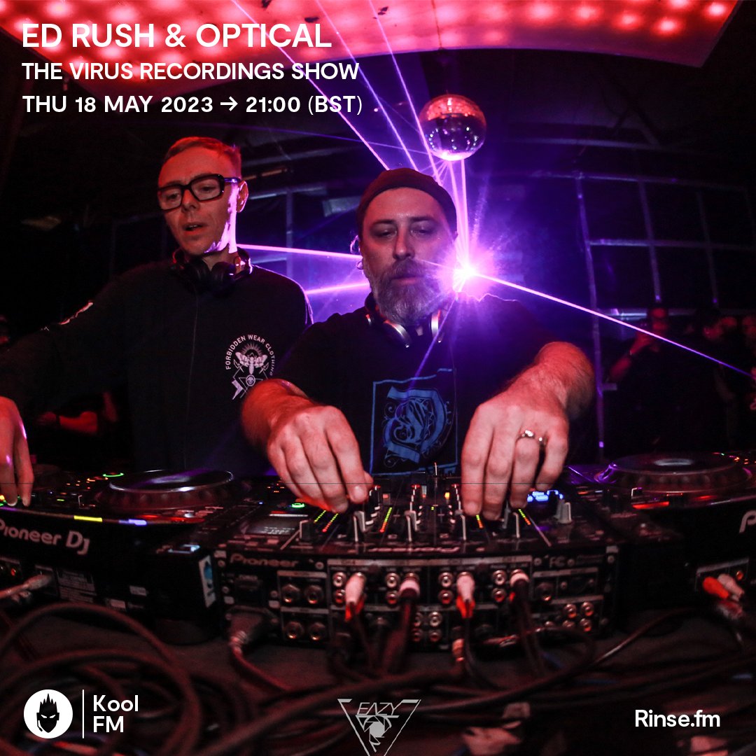 LIVE: it's #TheVirusRecordingsShow 
 with #EdRush &amp; #Optical on rinse.fm 

#KoolFM