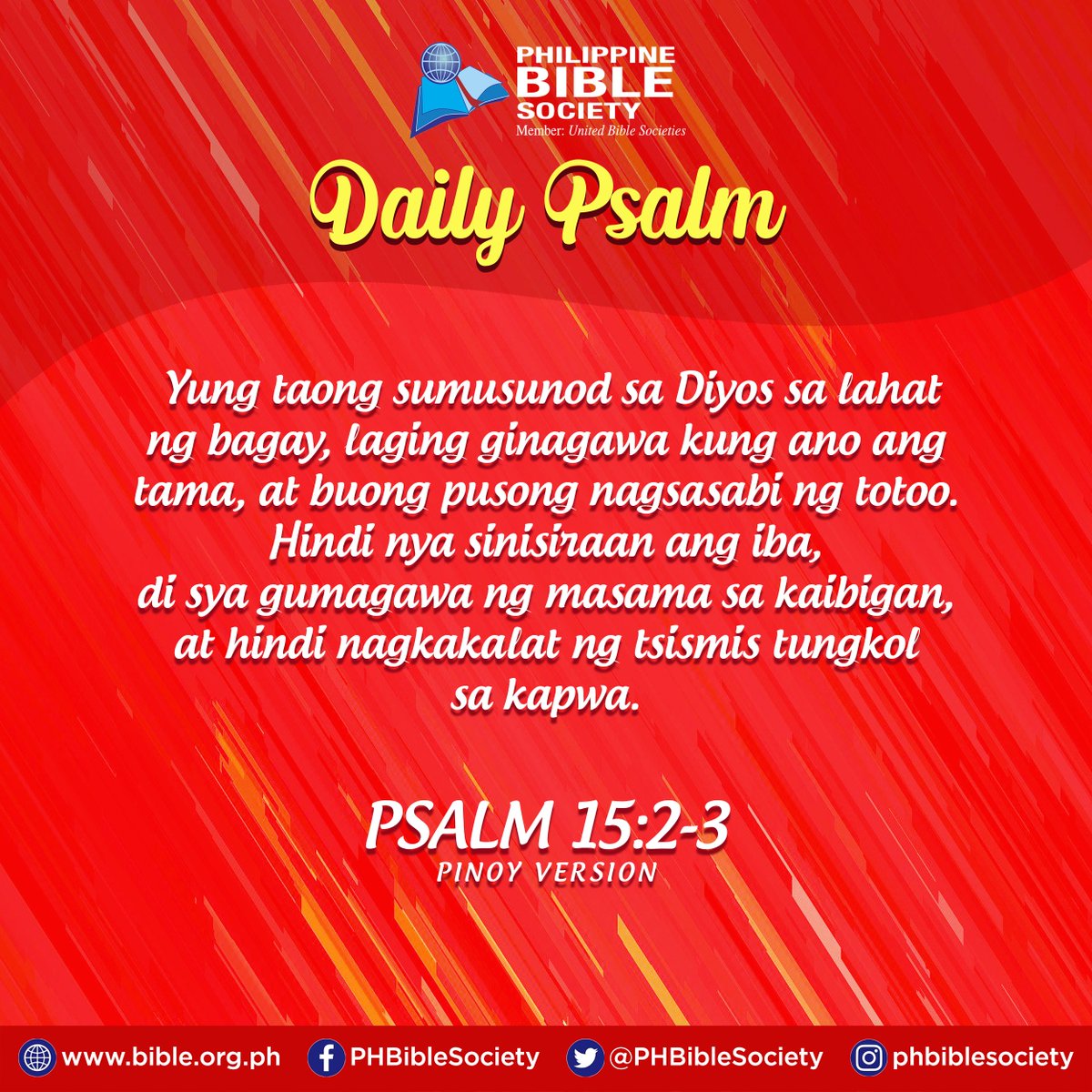 PHBibleSociety's tweet photo. DAILY PSALM, PINOY VERSION
#PBS #PHbiblesociety #Bible
#DailyPsalm #PinoyVersion https://t.co/4vuN4MCBJV