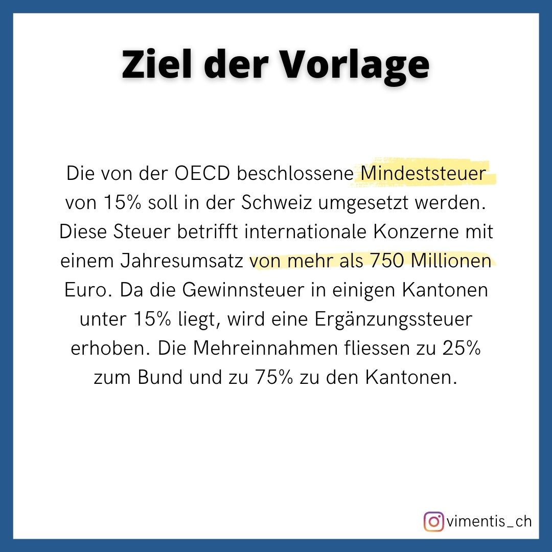 Vimentis's tweet photo. Debattiert wird bei der Vorlage zur OECD-Mindeststeuer vor allem über die Verteilung der Steuereinnahmen zwischen Bund und Kantonen. Was ist Deine Meinung zur Mindeststeuer-Abstimmung?
🔗 Zum ganzen Artikel: https://t.co/bHDu9mjvq5 https://t.co/SGeL1ZkkmI
